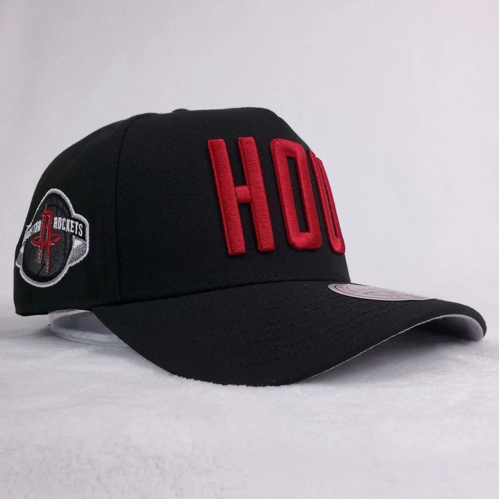 Houston Rockets Mitchell & Ness NBA Pro Fit Snapback Hat Cap 3D Logo Black NWT‎
